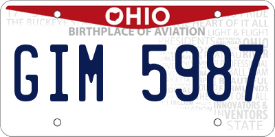 OH license plate GIM5987
