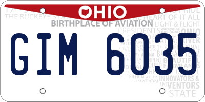 OH license plate GIM6035