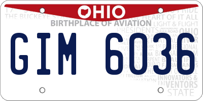 OH license plate GIM6036