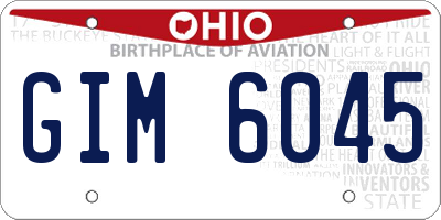 OH license plate GIM6045