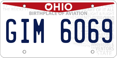 OH license plate GIM6069