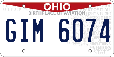 OH license plate GIM6074