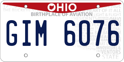 OH license plate GIM6076