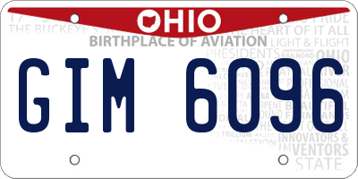 OH license plate GIM6096