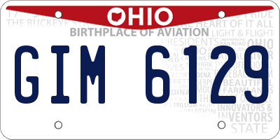 OH license plate GIM6129