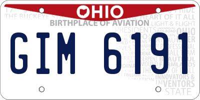 OH license plate GIM6191