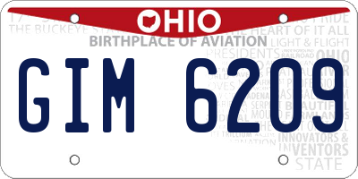 OH license plate GIM6209