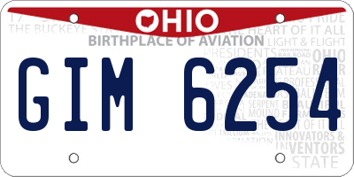 OH license plate GIM6254