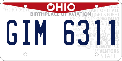 OH license plate GIM6311