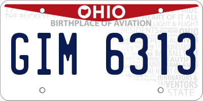 OH license plate GIM6313