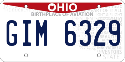 OH license plate GIM6329