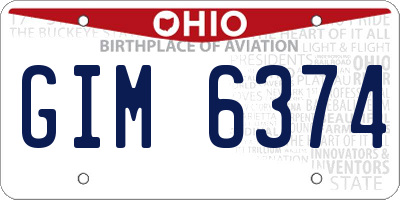 OH license plate GIM6374