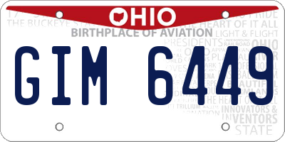 OH license plate GIM6449
