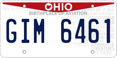 OH license plate GIM6461