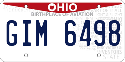 OH license plate GIM6498