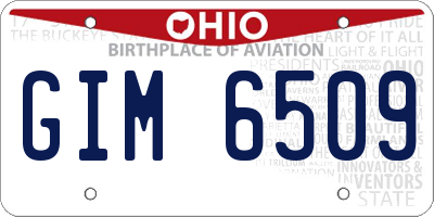 OH license plate GIM6509