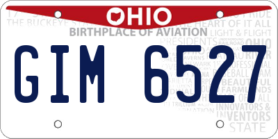 OH license plate GIM6527