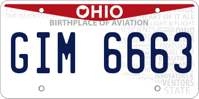 OH license plate GIM6663