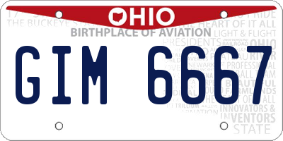 OH license plate GIM6667