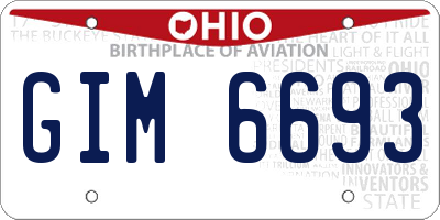 OH license plate GIM6693