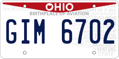 OH license plate GIM6702