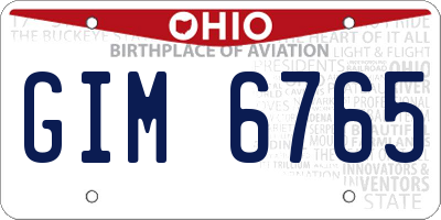 OH license plate GIM6765