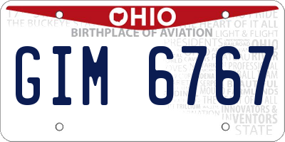 OH license plate GIM6767