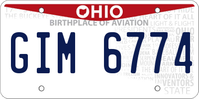 OH license plate GIM6774