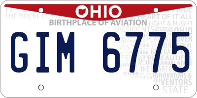 OH license plate GIM6775