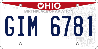 OH license plate GIM6781