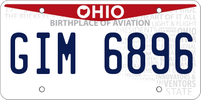OH license plate GIM6896