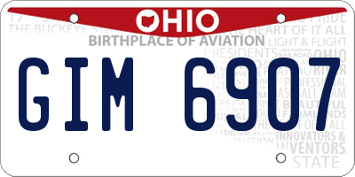 OH license plate GIM6907