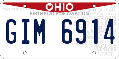 OH license plate GIM6914