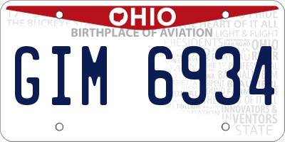 OH license plate GIM6934