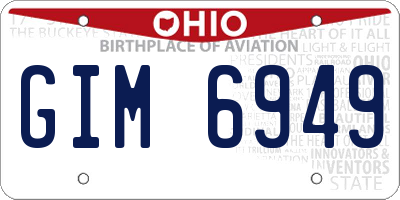 OH license plate GIM6949