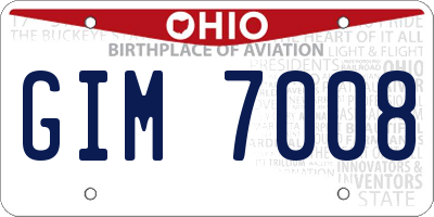 OH license plate GIM7008