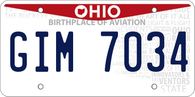 OH license plate GIM7034