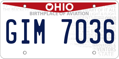 OH license plate GIM7036