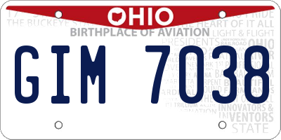 OH license plate GIM7038