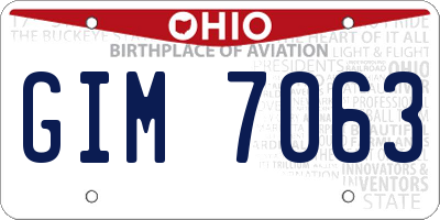 OH license plate GIM7063