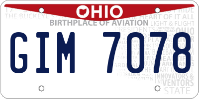 OH license plate GIM7078