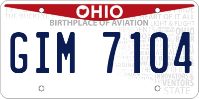 OH license plate GIM7104
