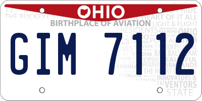 OH license plate GIM7112