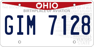 OH license plate GIM7128