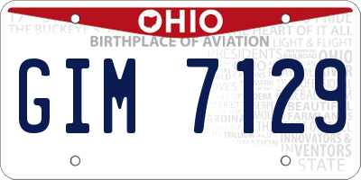 OH license plate GIM7129