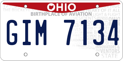 OH license plate GIM7134