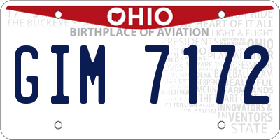 OH license plate GIM7172