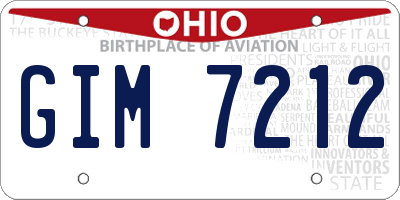 OH license plate GIM7212