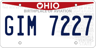 OH license plate GIM7227