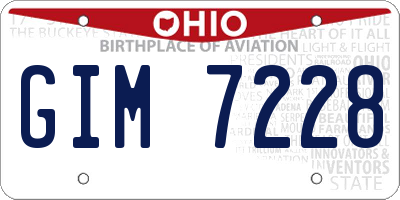 OH license plate GIM7228